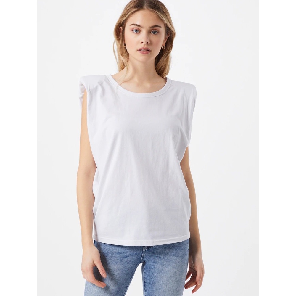 Women's Bardot Uma White Padded Shoulder T-Shirt